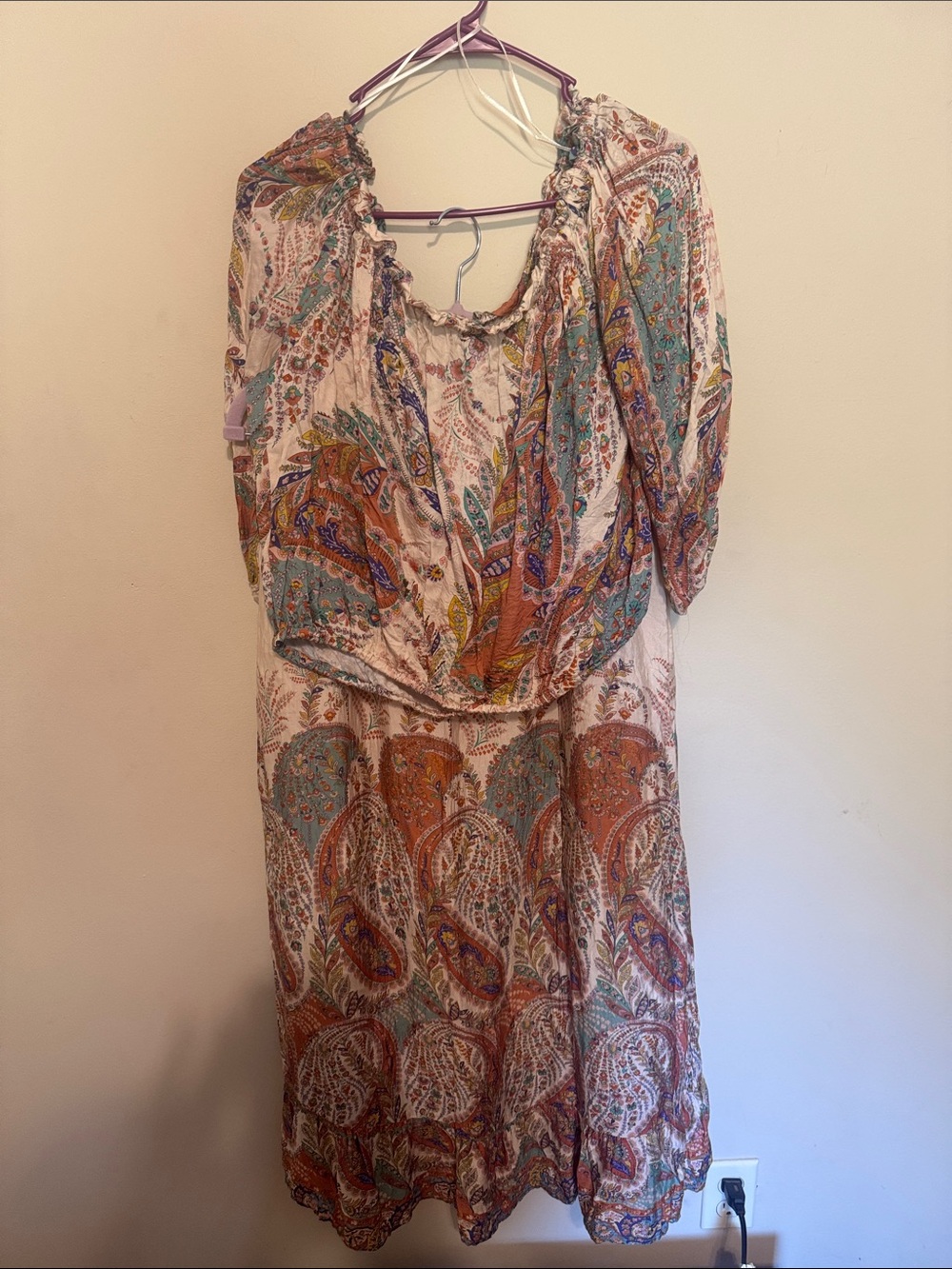 Joie Paisley Maxi Dress in Cream, Teal & Rust